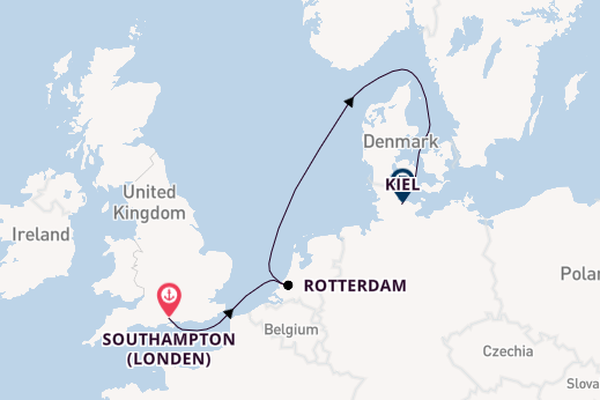 Engeland vanaf Southampton (Londen), Engeland met de Costa Diadema