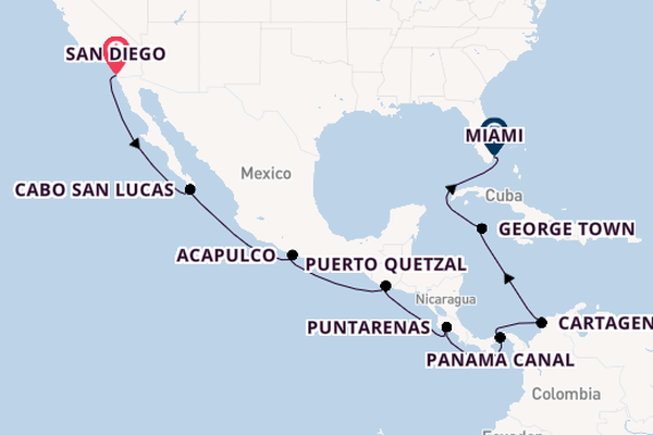 Central America from San Diego, California, USA with the Norwegian Star