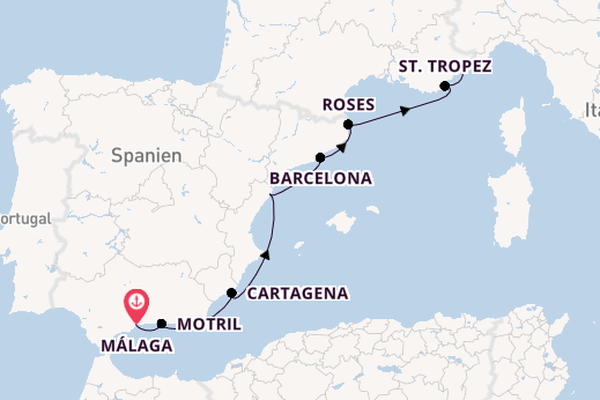 Westliches Mittelmeer ab Málaga, Spanien auf der Royal Clipper