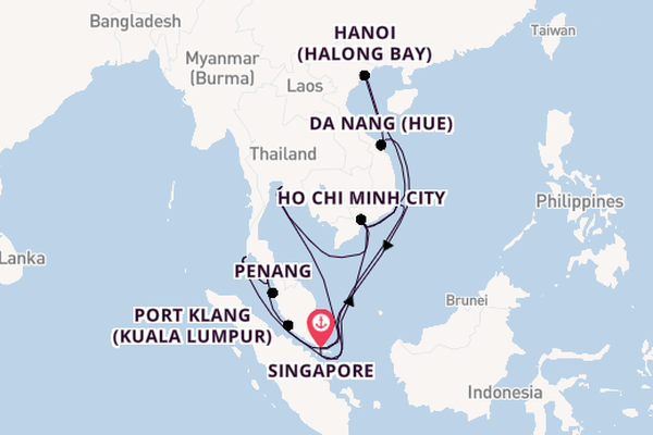 South East Asia from Singapore, Singapore with the Diamond Princess