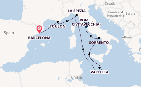Western Mediterranean from Barcelona, Spain with the Seven Seas Voyager