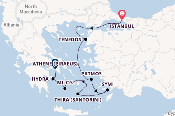 Oostelijke Middellandse Zee vanaf Istanbul, Turkije met de Le Boréal