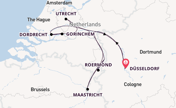 Maas vanaf Düsseldorf, Duitsland met de VIVA TIARA