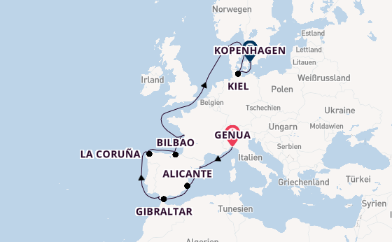 Westliches Mittelmeer ab Genua, Italien auf der MSC Euribia