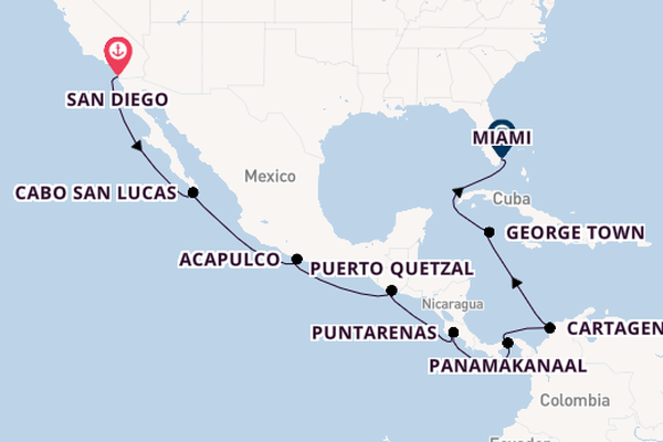 Midden-Amerika vanaf San Diego, Verenigde Staten met de Norwegian Star