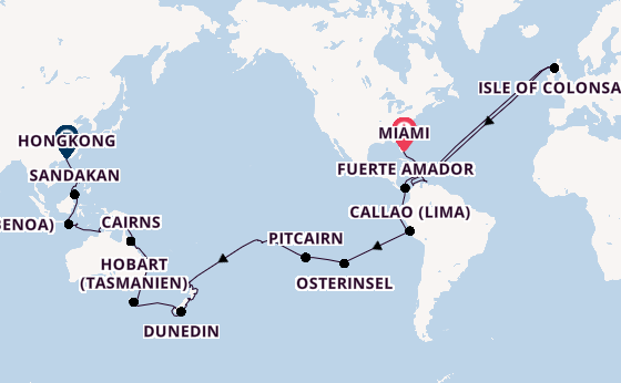 Weltreise ab Miami auf der Azamara Onward