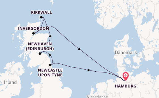 Vereinigtes Königreich ab Hamburg auf AIDAbella