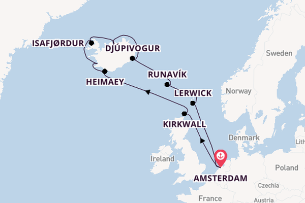 Arctica vanaf Amsterdam, Nederland met de Zuiderdam