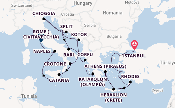 Mediterranean Sea from Istanbul, Turkey with the Viking Sky