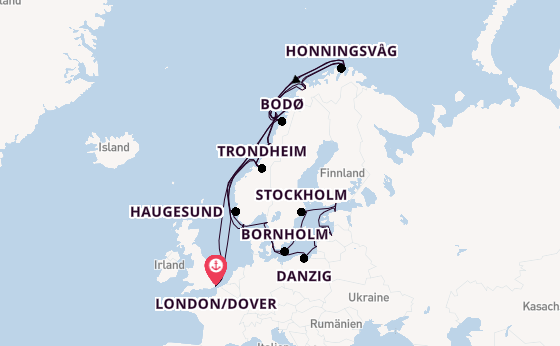 Norwegen ab London/Dover, Großbritannien auf der Seabourn Quest