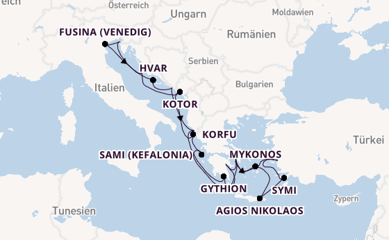 Östliches Mittelmeer ab Piräus (Athen), Griechenland auf der Seabourn Quest