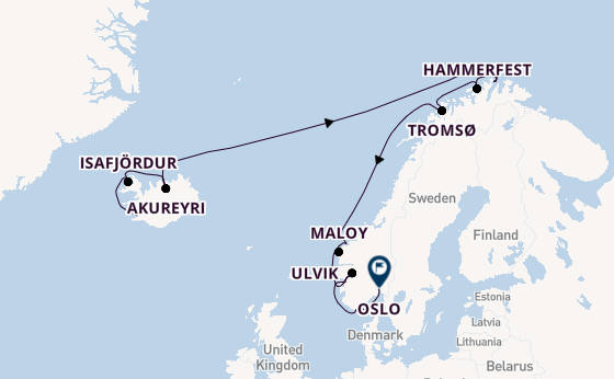 Norway from Reykjavik, Iceland with the Sonata (Oceania)