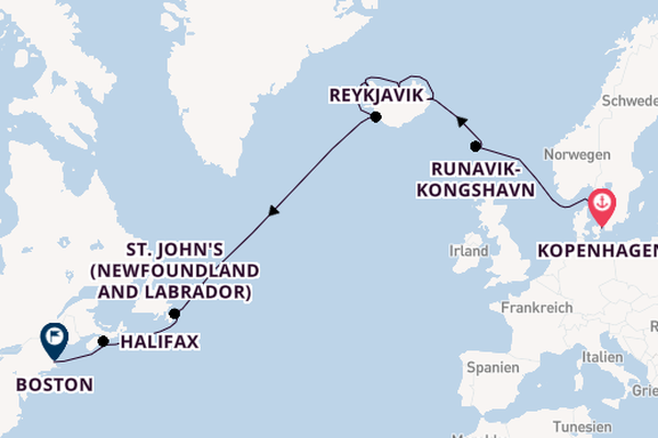 Transatlantik ab Kopenhagen, Dänemark auf der Caribbean Princess