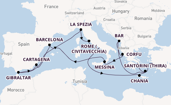 Mediterranean from Piraeus (Athens), Greece with the Sun Princess