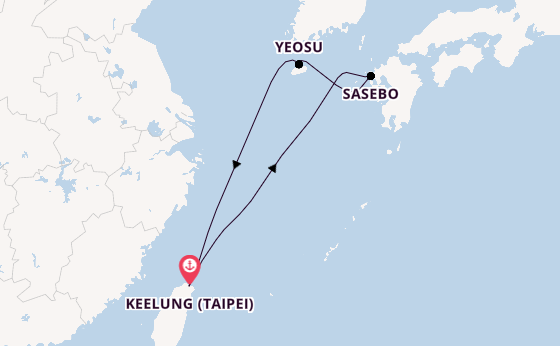 Oost-Azië vanaf Keelung (Taipei), Taiwan met de Costa Serena