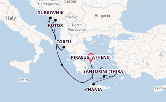 Eastern Mediterranean from Piraeus (Athens), Greece with the Scarlet Lady