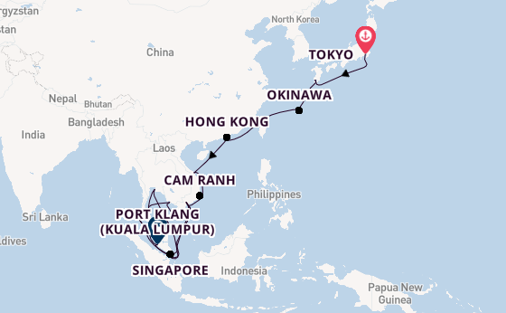 South East Asia from Tokyo, Japan with the Sapphire Princess
