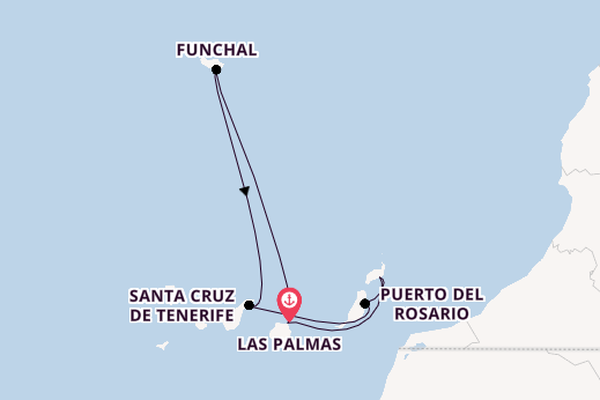Canarische Eilanden vanaf Las Palmas, Gran Canaria, Spanje met de Costa Smeralda