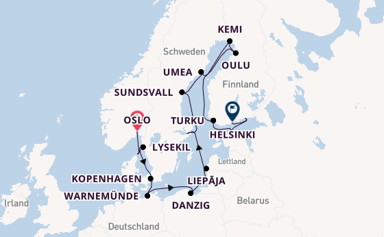 Norwegen ab Oslo, Norwegen auf der Seven Seas Mariner