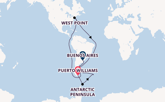 South America from Puerto Williams, Chile with the Silver Endeavour