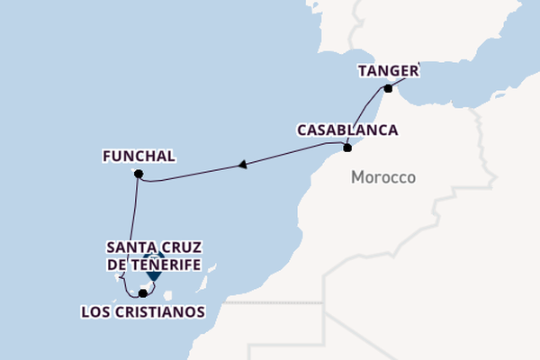 Canarische Eilanden vanaf Málaga, Spanje met de Le Laperouse