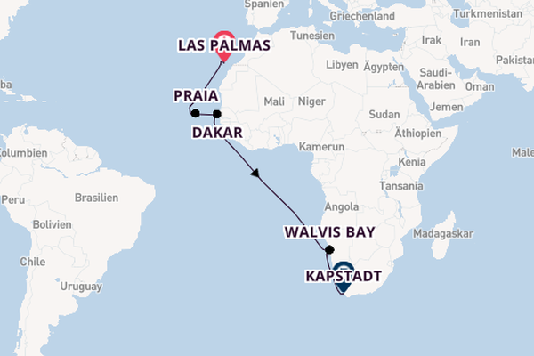 Afrika ab Las Palmas, Gran Canaria auf der Mein Schiff 6