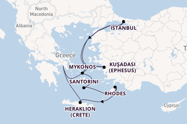 Eastern Mediterranean from Athens (Piraeus), Greece with the Norwegian Viva