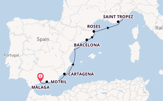 Westelijke Middellandse Zee vanaf Málaga, Spanje met de Royal Clipper