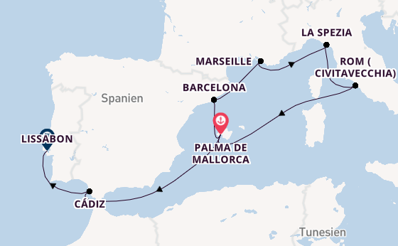 Westliches Mittelmeer ab Palma de Mallorca, Spanien auf AIDAprima