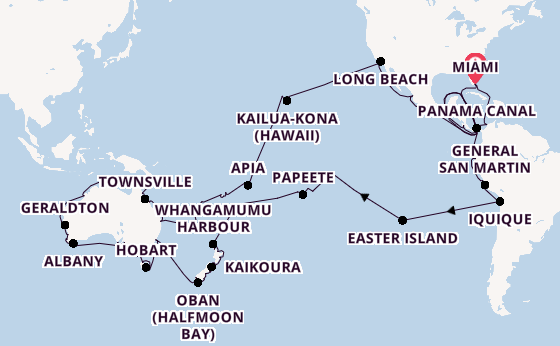 Transpacific from Miami, Florida, USA with the Seabourn Quest