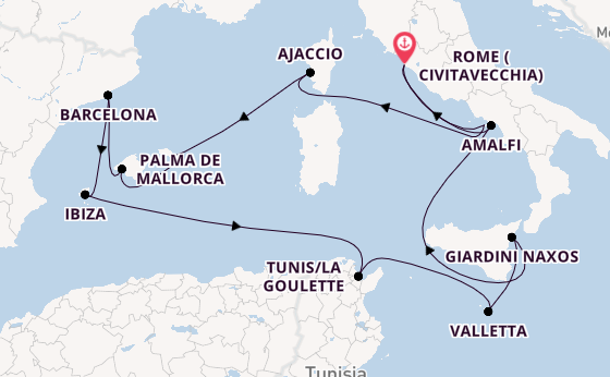 Western Mediterranean from Rome (Civitavecchia), Italy with the EXPLORA I