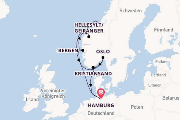 Norwegen ab Hamburg, Deutschland auf der Mein Schiff Relax