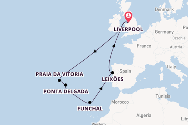 Portugal from Liverpool, England with the Borealis