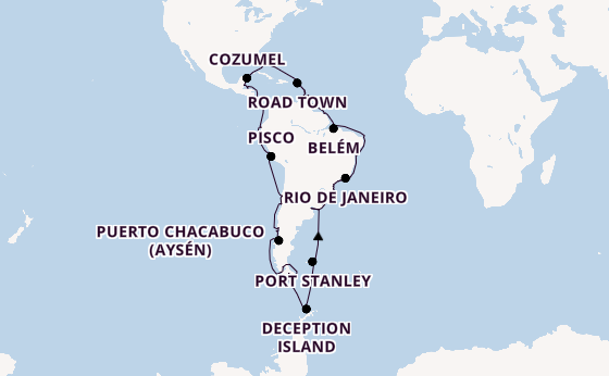 South America from Miami, Florida, USA with the Azamara Quest