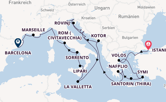 Mittelmeer ab Istanbul, Türkei auf der Seabourn Ovation