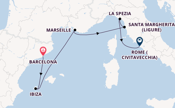 Western Mediterranean from Barcelona, Spain with the Queen Elizabeth