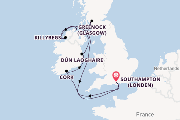 Britse Eilanden vanaf Southampton (Londen), Engeland met de EXPLORA IV