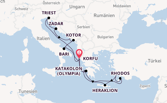 Östliches Mittelmeer ab Korfu, Griechenland auf AIDAblu