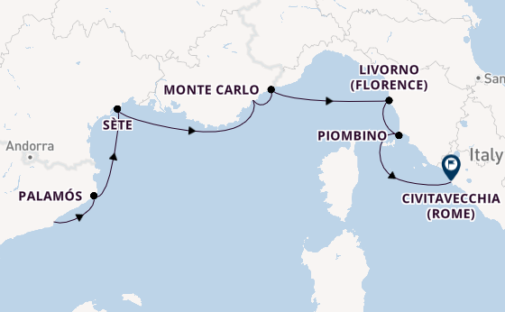 Westelijke Middellandse Zee vanaf Barcelona, Spanje met de Marina