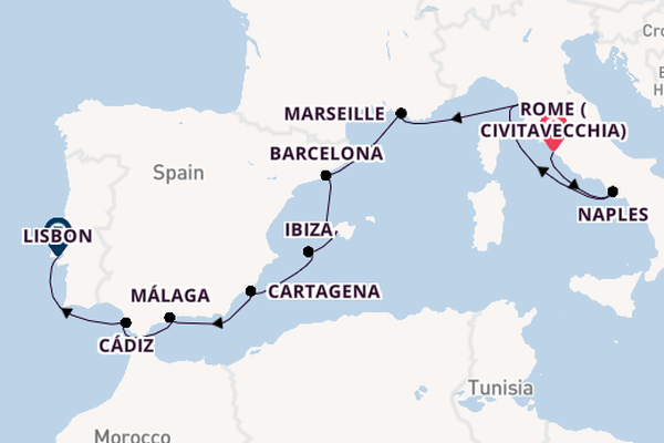 Western Mediterranean from Rome (Civitavecchia), Italy with the Norwegian Viva