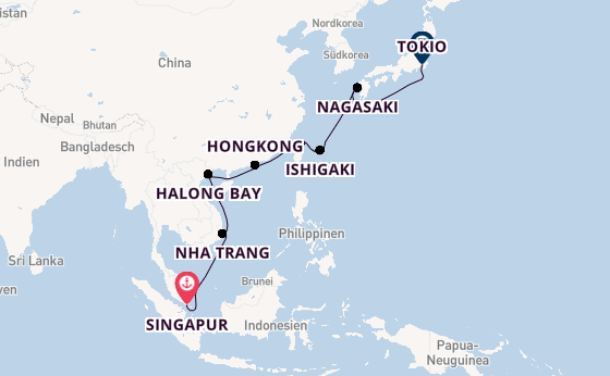 Ostasien ab Singapur, Singapur auf der Sapphire Princess