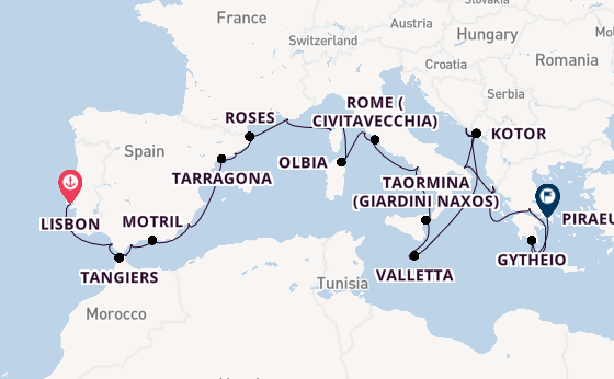 Mediterranean from Lisbon, Portugal with the Seabourn Ovation 