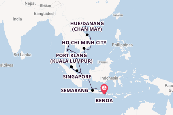 South East Asia from Bali (Benoa), Indonesia with the Viking Orion