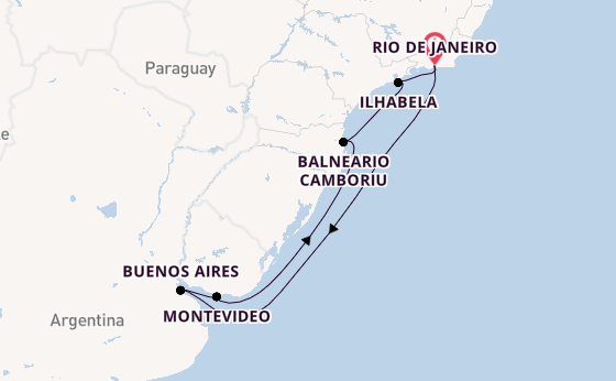 South America from Rio de Janeiro, Brazil with the Costa Serena