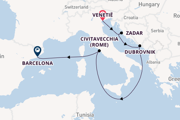 Middellandse Zee vanaf Venetië, Italië met de MSC Armonia