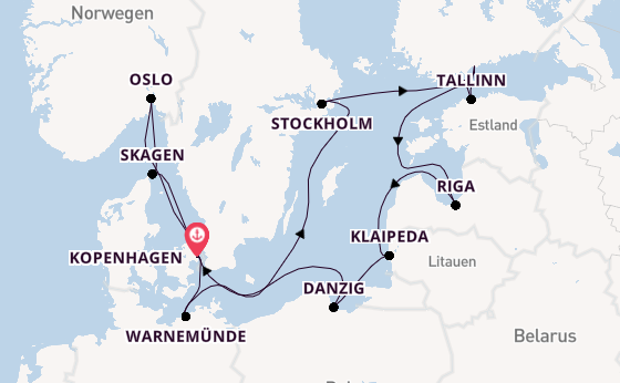 Norwegen ab Kopenhagen, Dänemark auf der Caribbean Princess