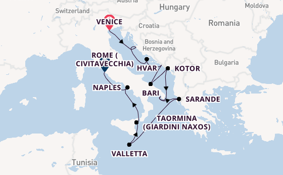 Mediterranean Sea from Venice, Italy with the Silver Muse