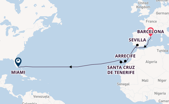 trans-Atlantisch vanaf Barcelona, Spanje met de Queen Elizabeth