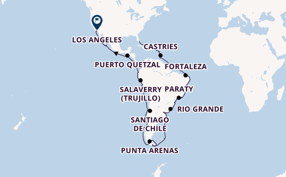 South America from Miami, Florida, USA with the Aurelia