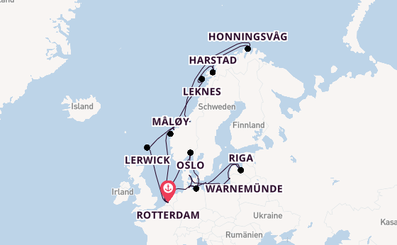 Norwegen ab Rotterdam, Niederlande auf der Rotterdam